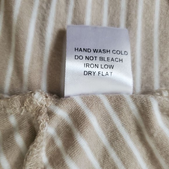 Haute Monde Women's White Striped Twisted Front Hem Long Sleeve Shirt Tan Large - Picture 7 of 10